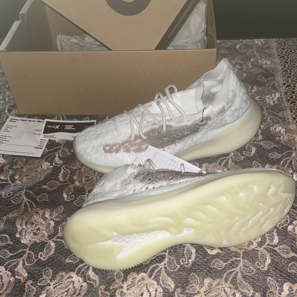 NWT!!Adidas Yeezy Boost 380 in White and Gray. Glow in the dark!